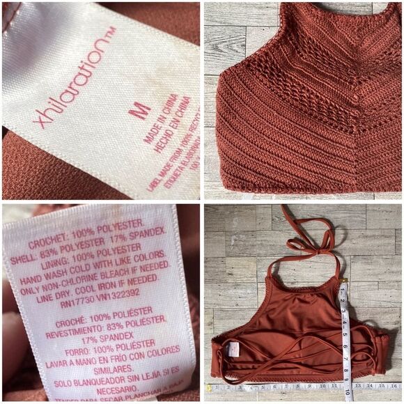 Xhilaration, Copper/Rust Knit, Strappy, Halter Style, Bikini Top - Picture 12 of 15